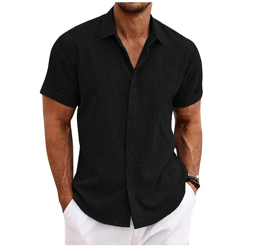 Heren korte mouw overhemd. Stijlvol, comfortabel en ademend zomershirt voor herenmode.