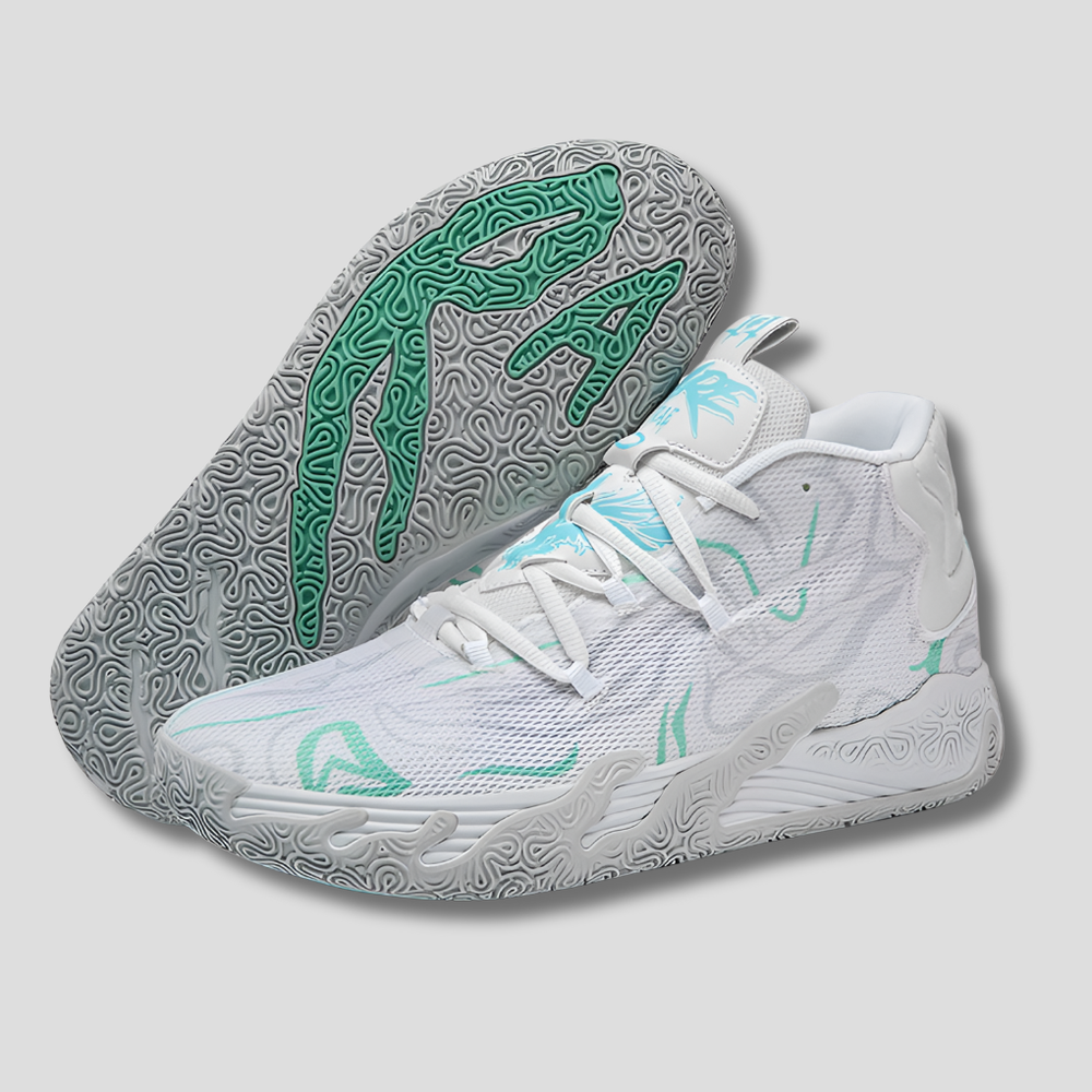 Zijaanzicht van New4 unisex sportschoenen, met ademend mesh en stevige vetersluiting voor maximaal comfort.