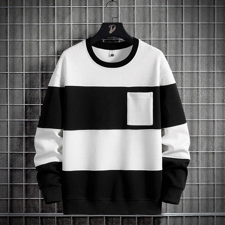 Zacht gestreept heren sweatshirt, ideaal voor comfortabele casual kleding. Ook beschikbaar in grote maten.