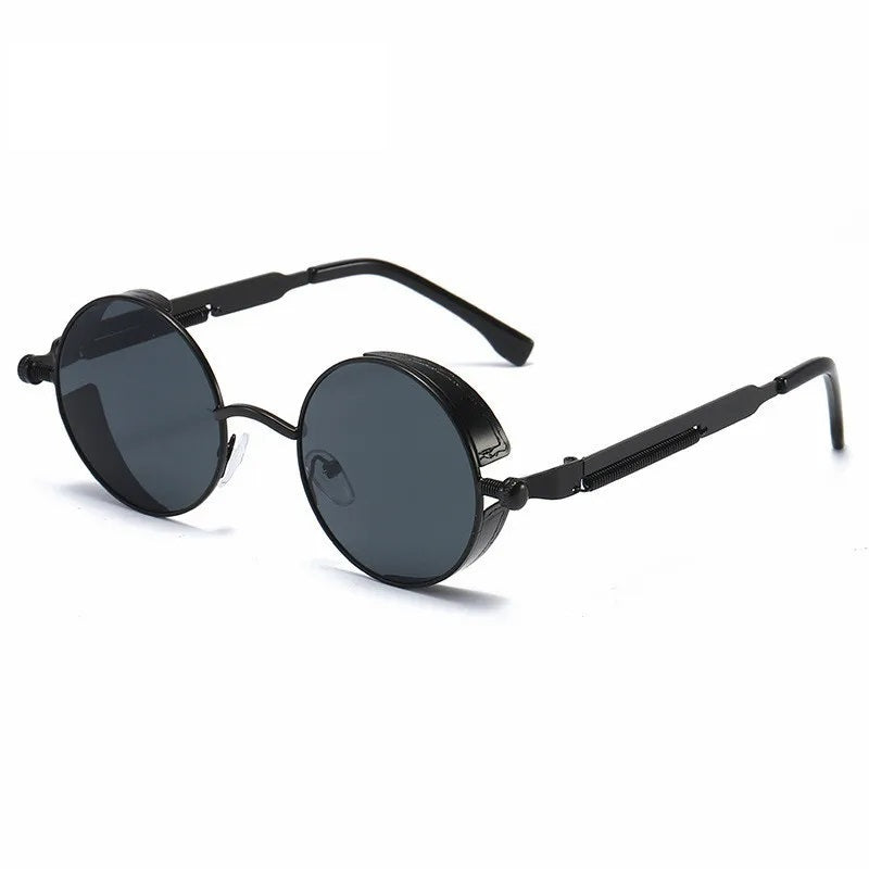 Heren vintage ronde zonnebril met retro design en UV400 bescherming. Stijlvolle bril voor mannen.