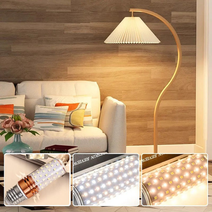 Witte LED lamp, energiezuinig en duurzaam. Biedt niet-flikkerend licht voor een oogvriendelijke omgeving.