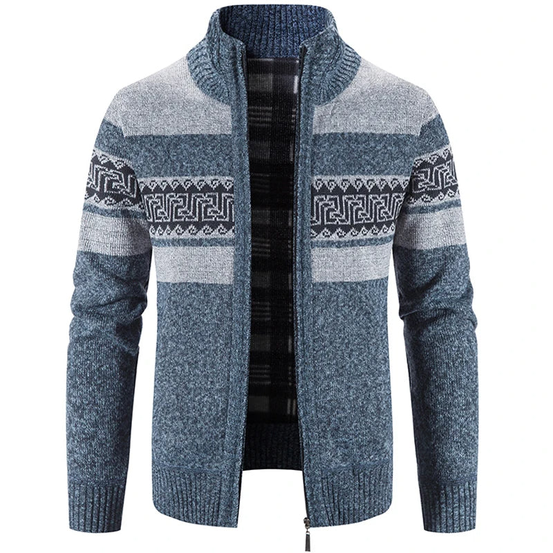 Heren gebreid vest met opstaande kraag, ideaal voor een warme en stijlvolle winterlook.