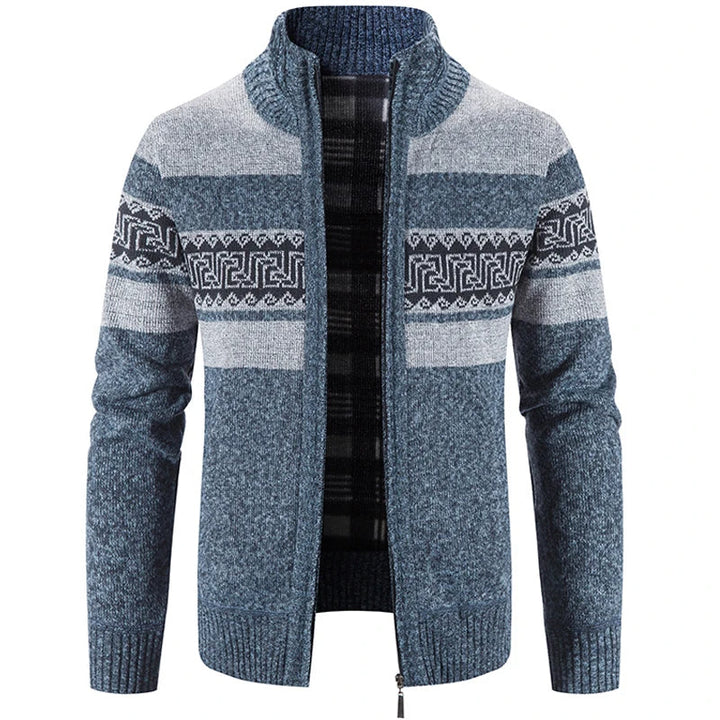 Heren gebreid vest met opstaande kraag, ideaal voor een warme en stijlvolle winterlook.