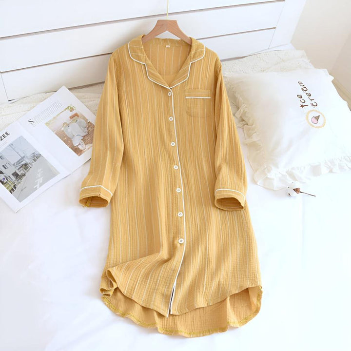 Comfortabel en ademend lichtgewicht slaapkleding dames nachthemd van katoen gaas, perfect als loungewear.