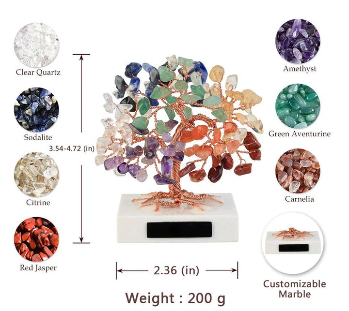 Decoratieve edelsteen geldboom voor energie en voorspoed. Fengshui huisdecoratie met natuurlijke stenen.