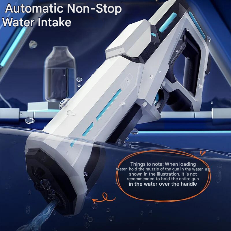 Hoogwaardig automatisch waterpistool voor watergevechten. Voorzien van een 1L tank en 10m schietbereik.