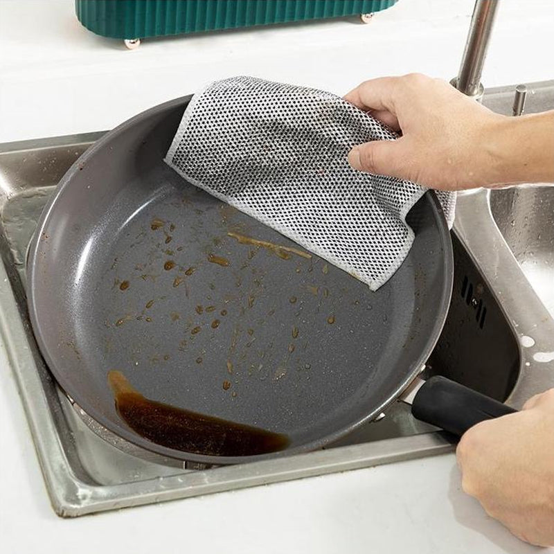Stapel van 5 herbruikbare vaatdoekjes voor diverse schoonmaaktaken in huis.