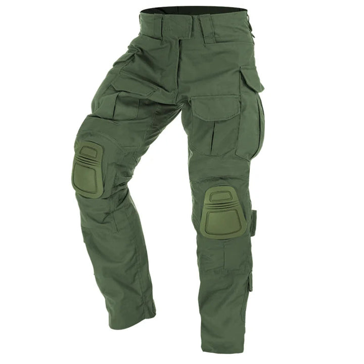 Detail van de duurzame kniebescherming op deze heren werkbroek, perfect voor zware taken.