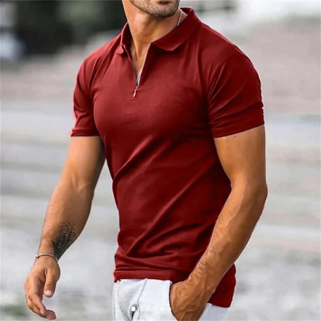 Stijlvolle herenpolo met halve rits, perfect voor een casual en comfortabele look. Ideaal voor herenmode.