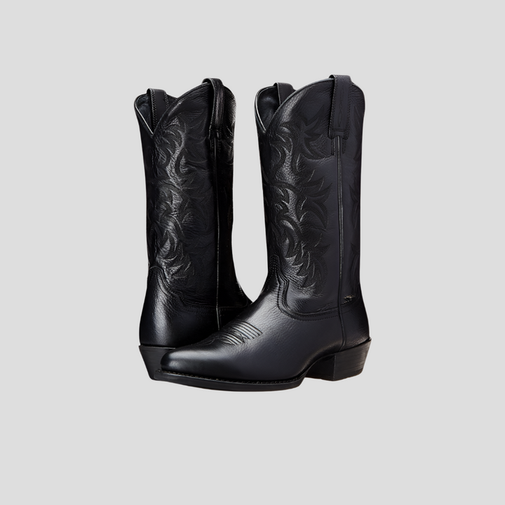 Elegante zwarte leren dames cowboylaarzen in moderne western stijl. Comfortabele festival- en allround laarzen.