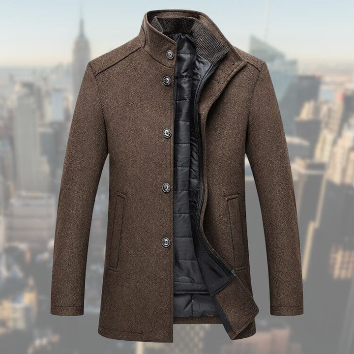 Heren mantel met gilet, klassiek en tijdloos, perfect voor formele en zakelijke herenmode.