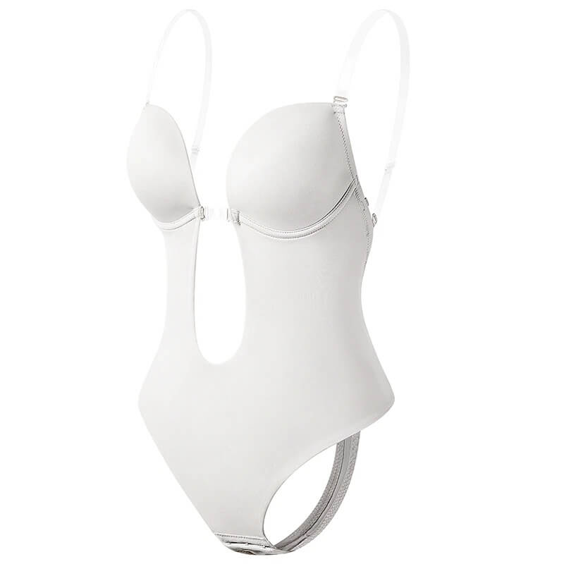 Elegante dames lingerie: Deep V body shaper met open rug voor een gestroomlijnd silhouet.