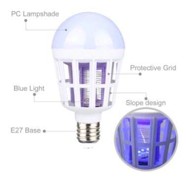 Compacte LED muggenlamp insectenverdelger. Ideaal voor slaapkamer, woonkamer, keuken, terras of tuin. Muggenvrij.
