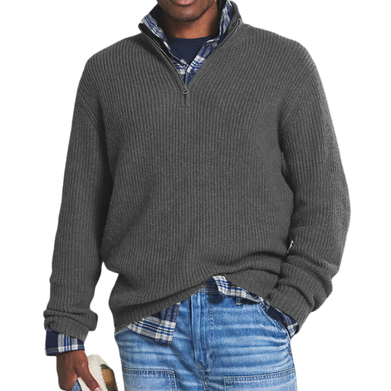 Casual heren trui met ritskraag: veelzijdige pullover voor dagelijks gebruik. Comfortabele warme wintermode voor mannen.