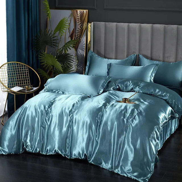 Luxe zijde satijnen beddengoed set voor ultiem slaapcomfort. Zacht, elegant en ademend.