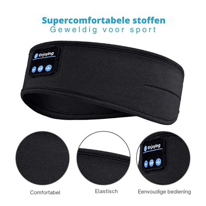 Zachte, ademende stof van de unisex Bluetooth slaaphoofdband, voor ultiem comfort tijdens slaap of sport.