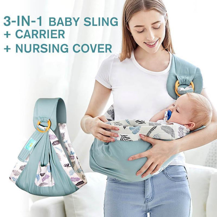 Veelzijdige katoenen draagzak, geschikt voor diverse draagposities, comfortabel voor baby's en peuters.