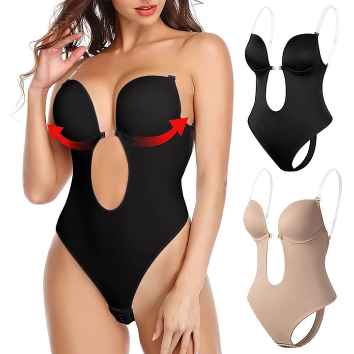 Dames bodysuit met diepe V-hals en rugloos design, perfect onzichtbaar onderkleding voor elke outfit.