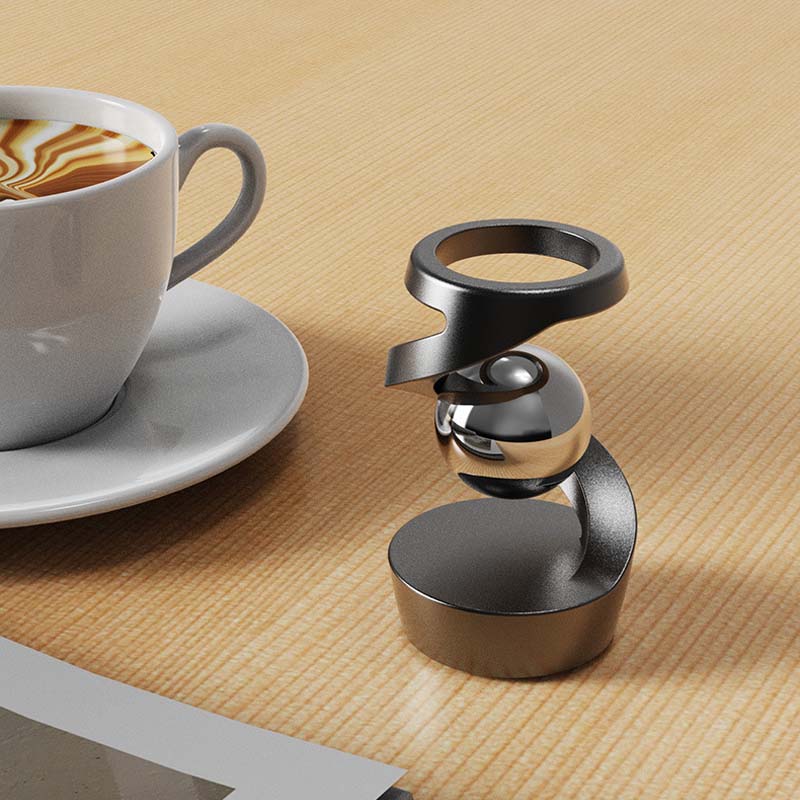 Minimalistische SANDSBERGORIGINALS gyroscoop voor stressvermindering en meditatie.
