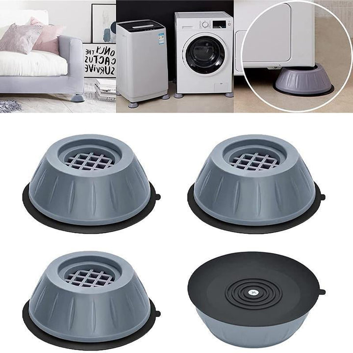 Set van 4 anti-tril trillingsdempers voor wasmachine en droger. Beschermt vloer en stabiliseert apparaat.