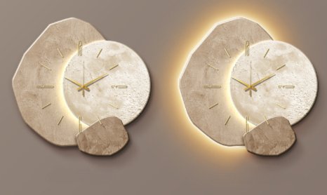 Gedetailleerde minimalistische wandklok met Scandinavisch design, hout en metaal, stil uurwerk.