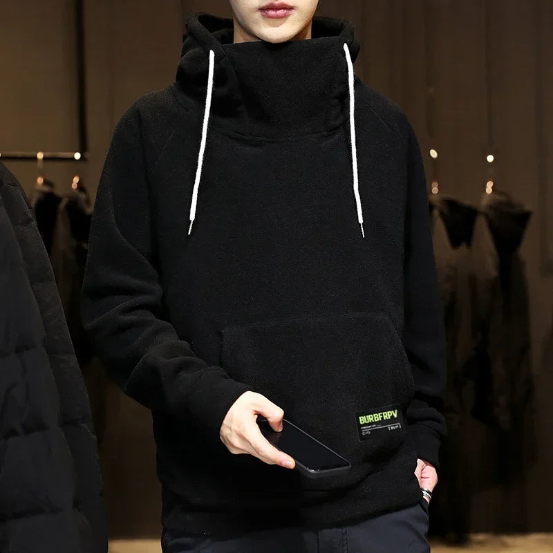 Zwarte heren oversized hoodie, perfect voor casual wintermode. Dikke, zachte stof.