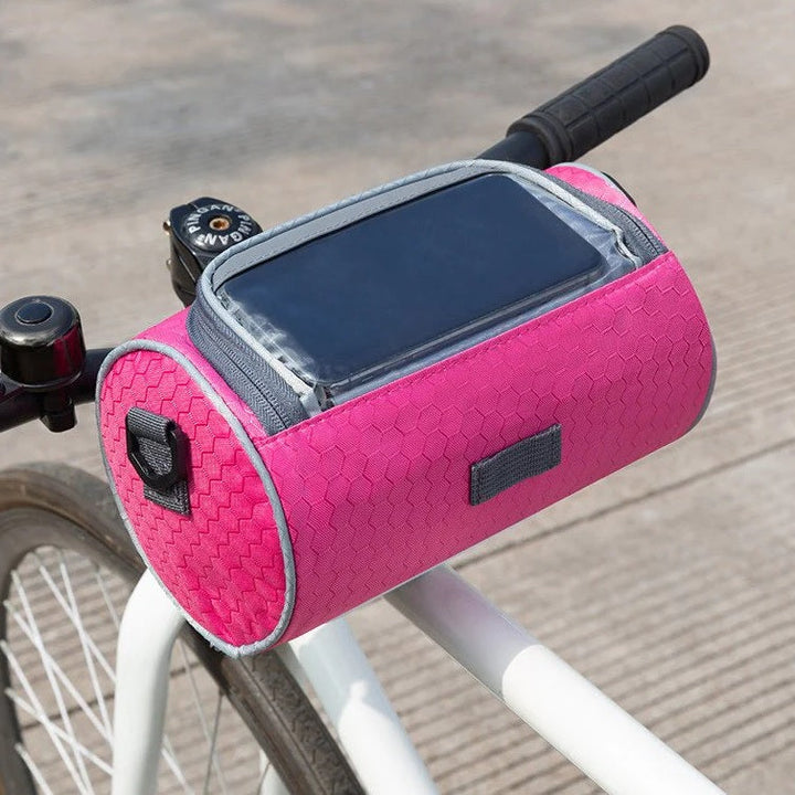 Duurzame unisex fietstas met geïntegreerde telefoonhouder voor veilige navigatie; onmisbaar fietsaccessoire.