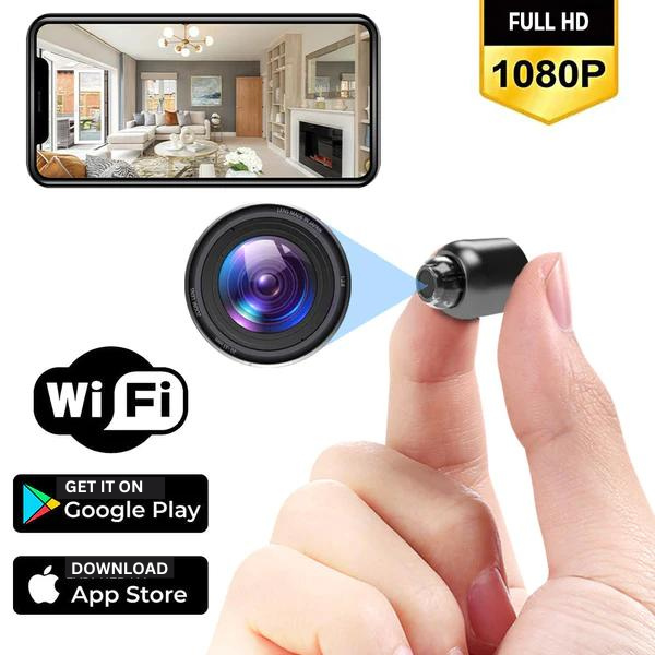 Kleine Minieye spionagecamera; discreet ontwerp met Full HD, draadloos en nachtzicht voor onopvallende beveiliging.