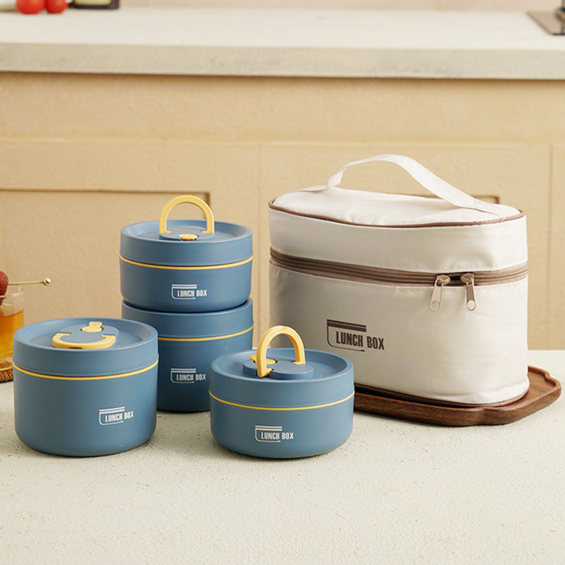 Duurzame warmhoud lunchbox met meerdere compartimenten en gratis draagtas, ideaal voor kantoor.