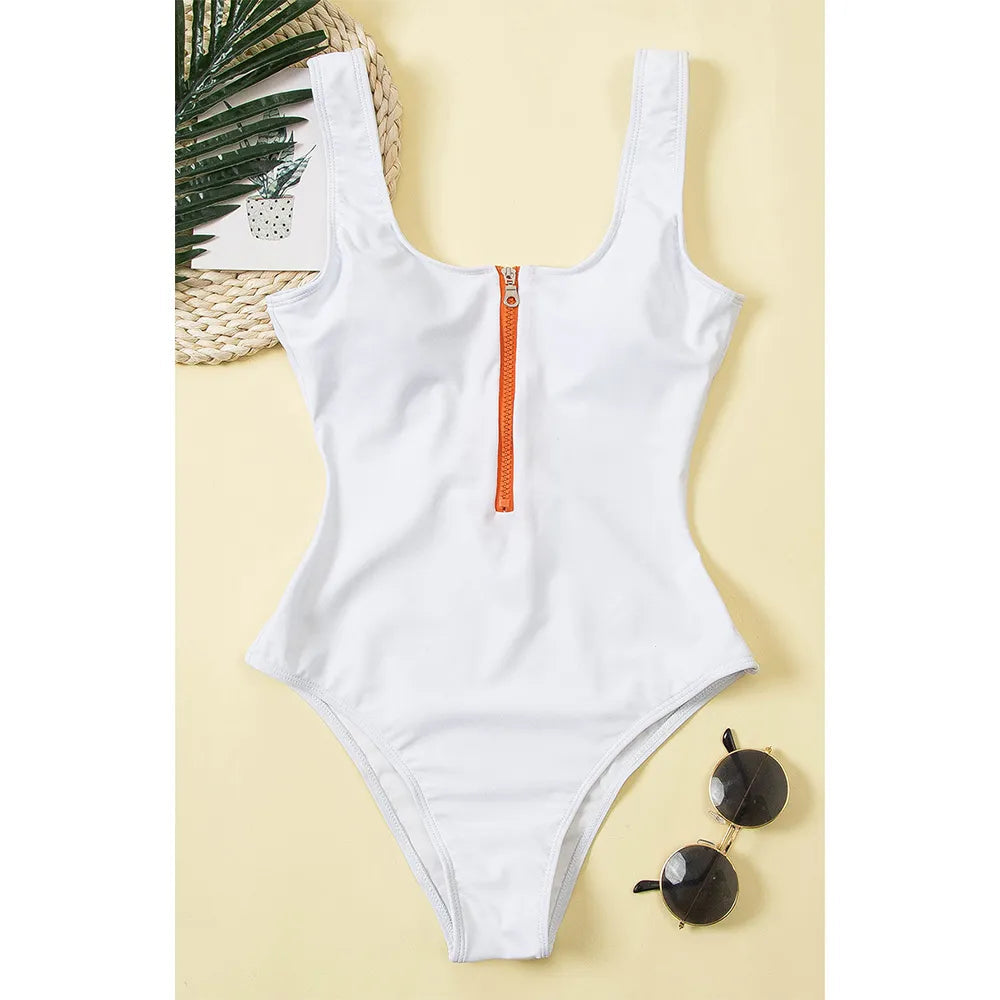 Push-up dames badpak met ritsdetail, sexy en ondersteunend voor elke stranddag.