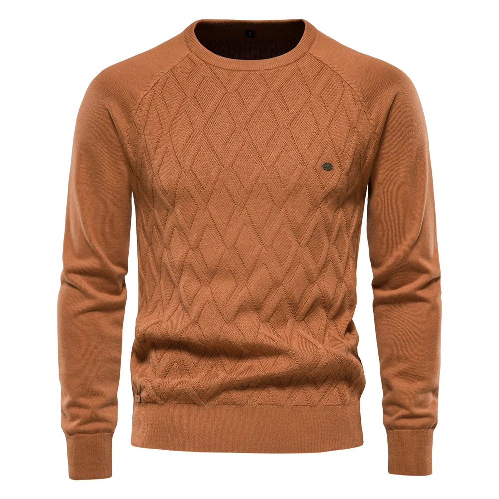 Heren comfortabele wintertrui met ronde hals in effen kleur.