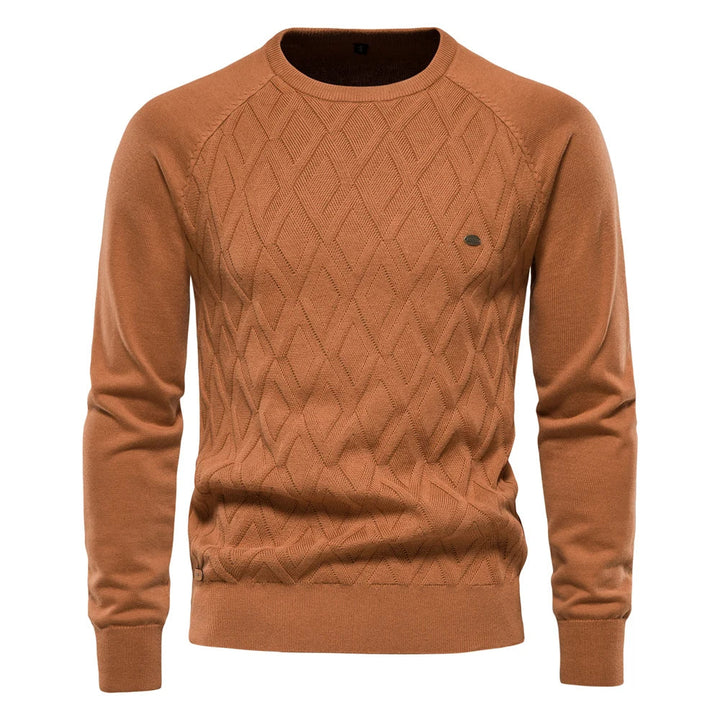 Heren comfortabele wintertrui met ronde hals in effen kleur.