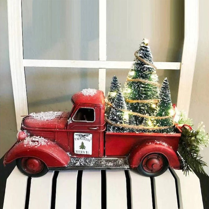 Rood vrachtwagen kerst decoratie middenstuk, voegt winterwonderland en feestvreugde toe aan uw interieur.