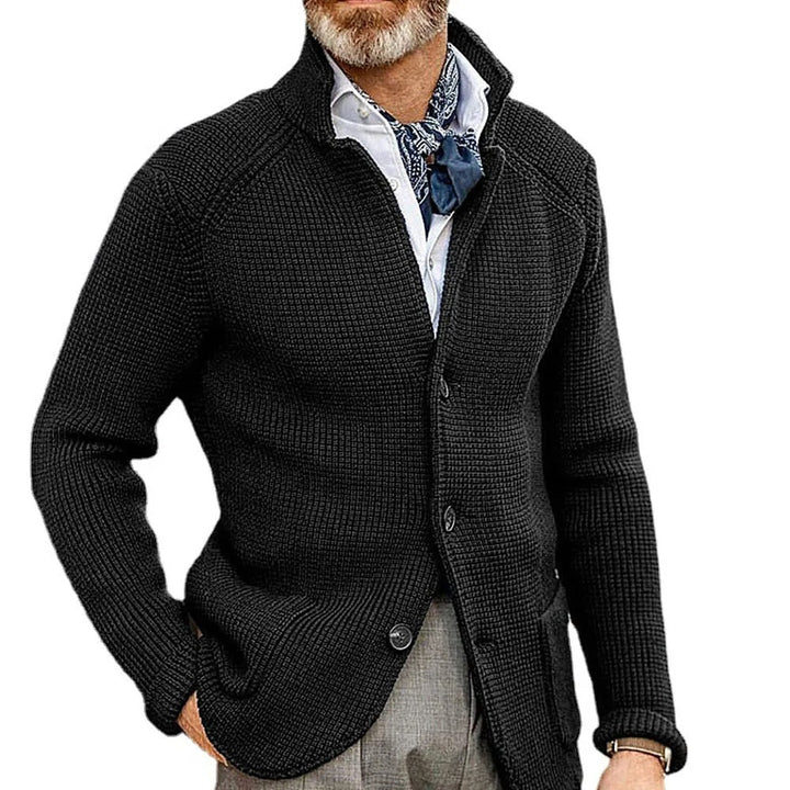 Heren warm gebreid vest met praktische zakken, ideaal voor comfortabele herfst- en winterdagen.