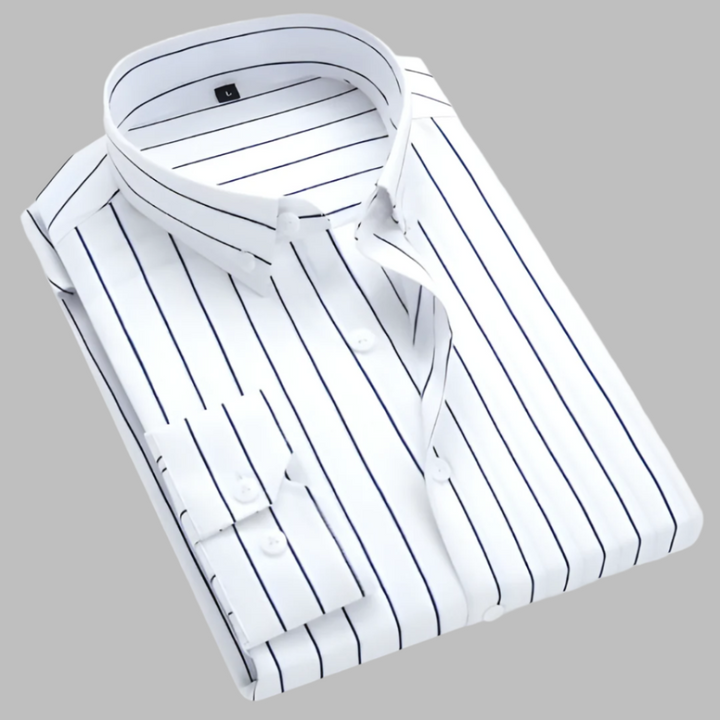 Blauw, rood & wit geruit herenoverhemd met lange mouwen en knoopkraag, perfect voor casual herenmode.