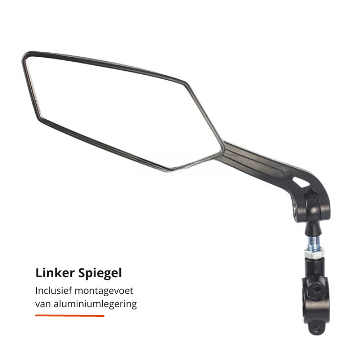 Compacte FlexiView fietsspiegel in hand, lichtgewicht en gebruiksvriendelijk fietsaccessoire.