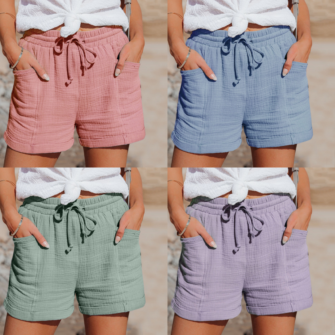 Frisse dames zomershort, ideaal voor strandkleding en een ontspannen, luchtige outfit op warme dagen.