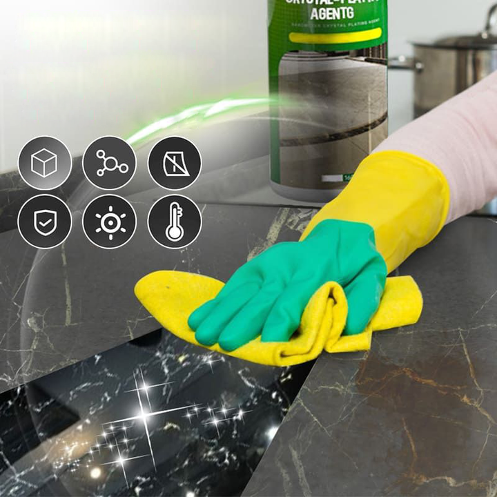 Nanotechnologie NanoShine steencoating beschermt marmer en graniet. Directe hoogglans, kras- en vlekverwijderaar.
