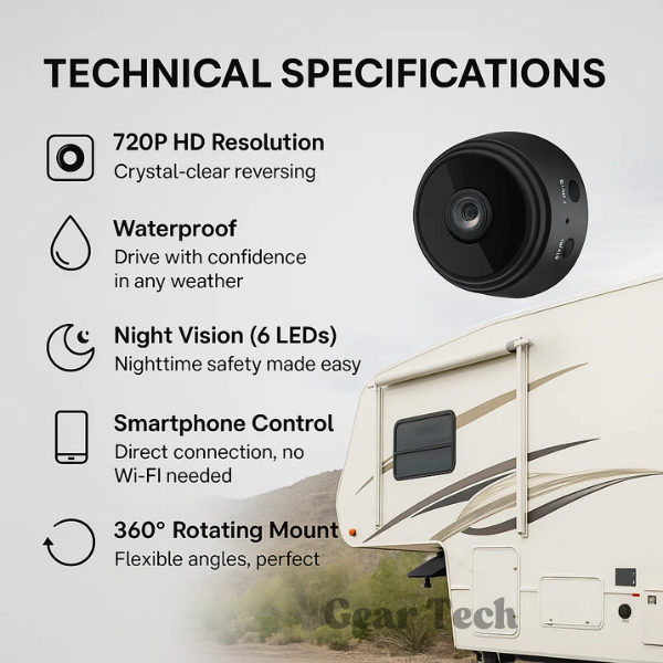Waterdichte draadloze achteruitrijcamera HD voor vrachtwagen; eenvoudige installatie verhoogt rijveiligheid.