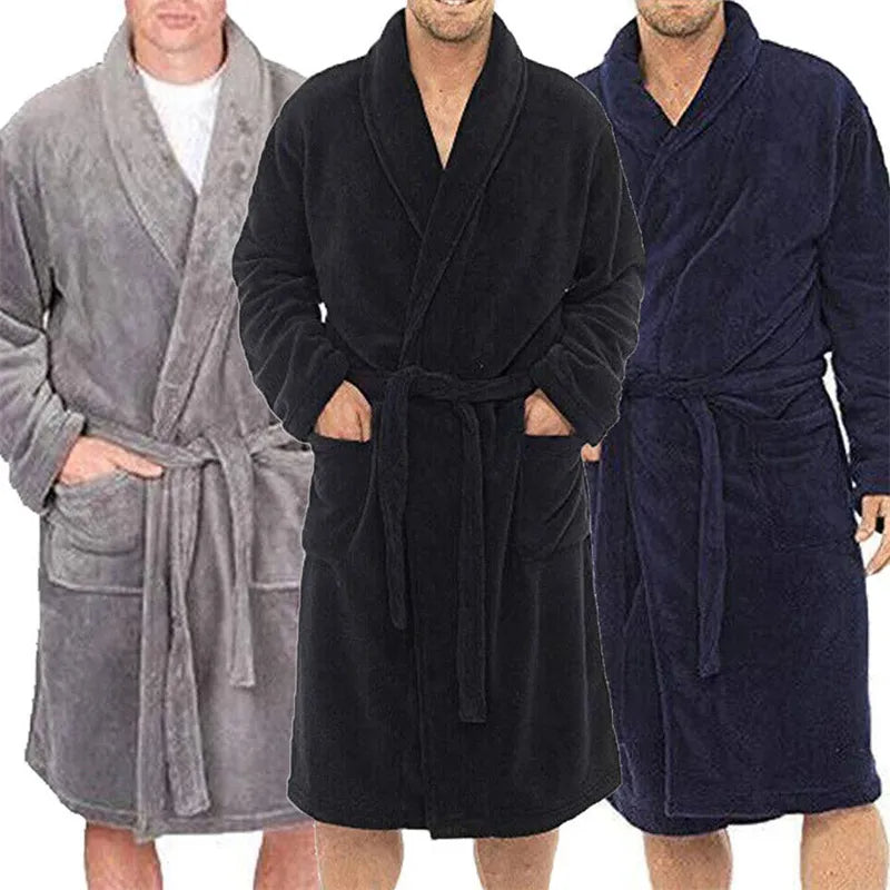 Zachte flanellen herenbadjas voor ultiem comfort na het baden of als warme nachtkleding voor mannen.
