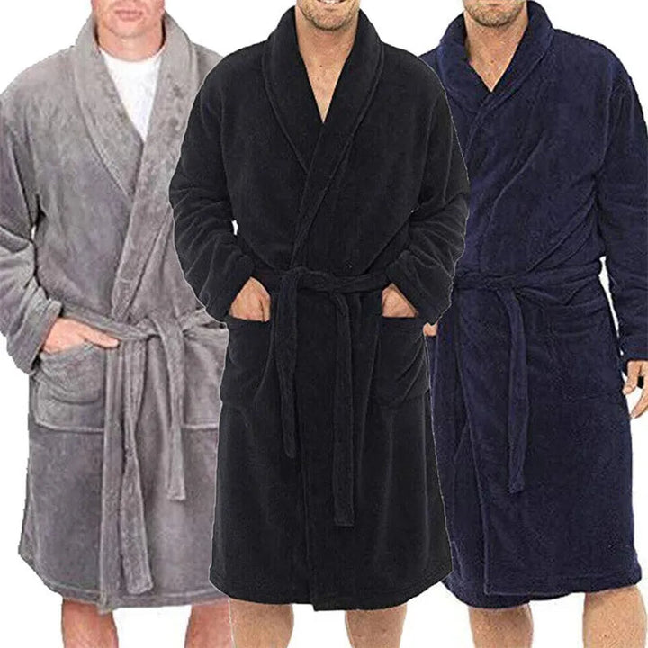 Zachte flanellen herenbadjas voor ultiem comfort na het baden of als warme nachtkleding voor mannen.