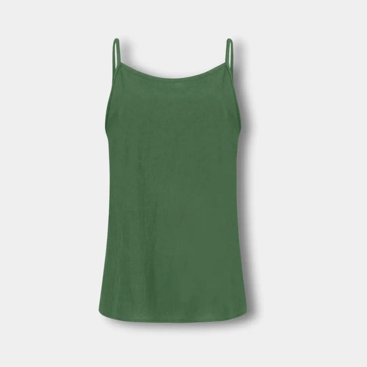 Luchtige mode top voor dames met elegante spaghettibandjes, ideaal voor een frisse zomerstijl.
