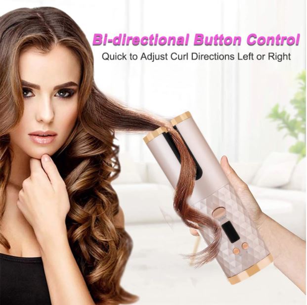 Dames automatische draadloze krultang voor perfecte krullen, ideaal voor snelle haarstyling zonder snoer.