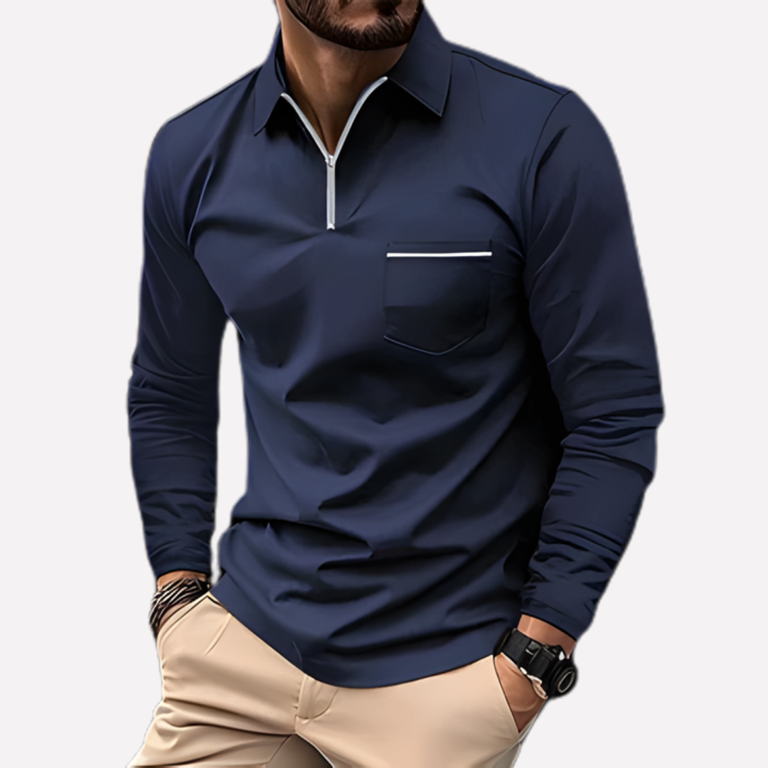 Klassiek heren poloshirt met lange mouwen, comfortabel en veelzijdig voor dagelijks gebruik.