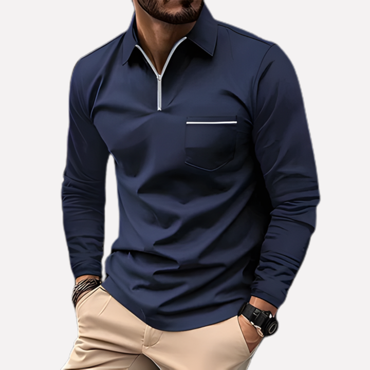 Klassiek heren poloshirt met lange mouwen, comfortabel en veelzijdig voor dagelijks gebruik.