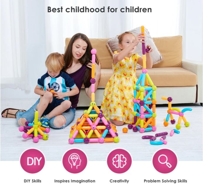 Magnetische bouwset voor kinderen, stimuleert creativiteit, leren en ontwikkeling. Educatief ABS speelgoed.