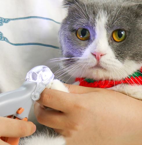 Ergonomische LED nagelknipper voor pijnloze verzorging van katten- en hondennagels, met ingebouwd licht.