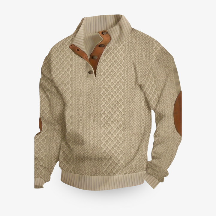 Stijlvolle, warme grijze heren wintertrui. Perfect voor koude dagen en casual herenmode.