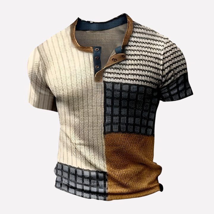 Stijlvol ademend wafel breisel T-shirt voor heren, comfortabele zomerkleding.