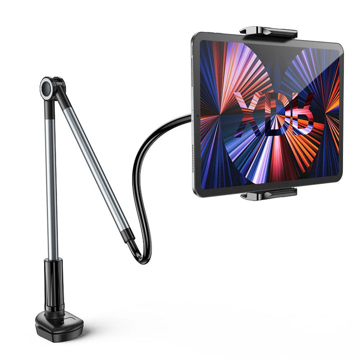 Flexibele universele houder voor telefoon en tablet; perfect voor handsfree kijkcomfort aan bureau en bed.